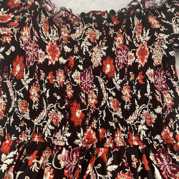 BAND OF GYPSIES floral smocked bodice ruffled sleeve mini dress with pockets XS - Picture 7 of 12